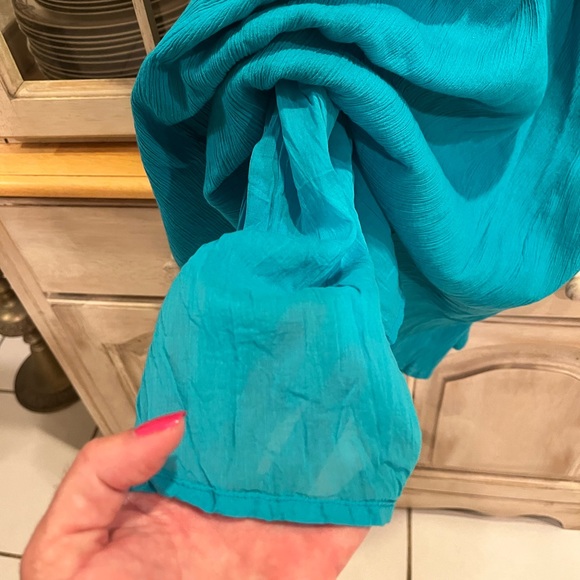 Pink & Turquoise Cotton Midi Dress Size L/XL - Picture 5 of 5